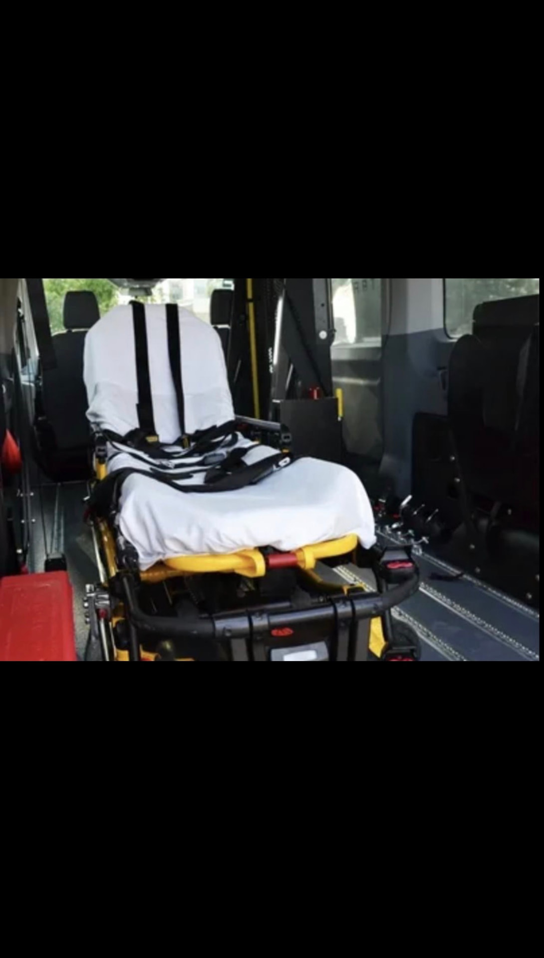 Stretcher secured inside a FedNor transport vehicle